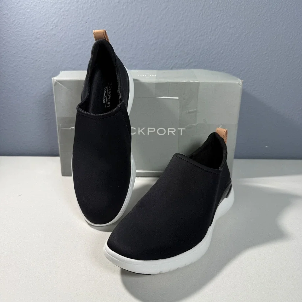 Rockport Total Motion Sport High Slip‎ Black White Sneakers CI3941 Womens 5 M